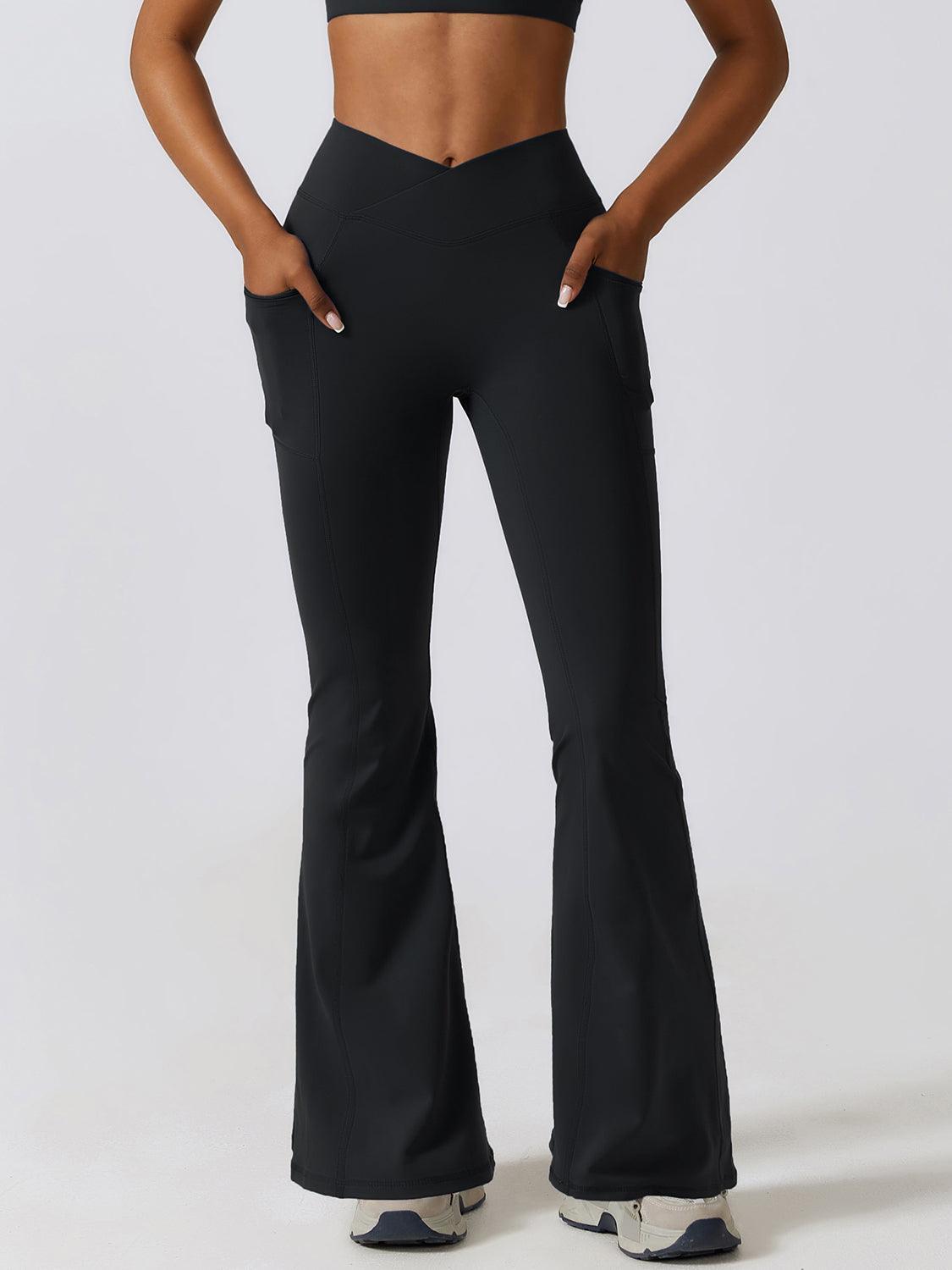 Flare Leg Active Pants with Pockets - 808Lush