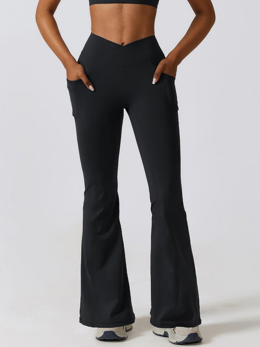 Flare Leg Active Pants with Pockets - 808Lush
