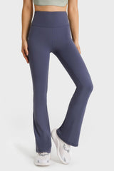 Elastic Waist Flare Yoga Pants - 808Lush