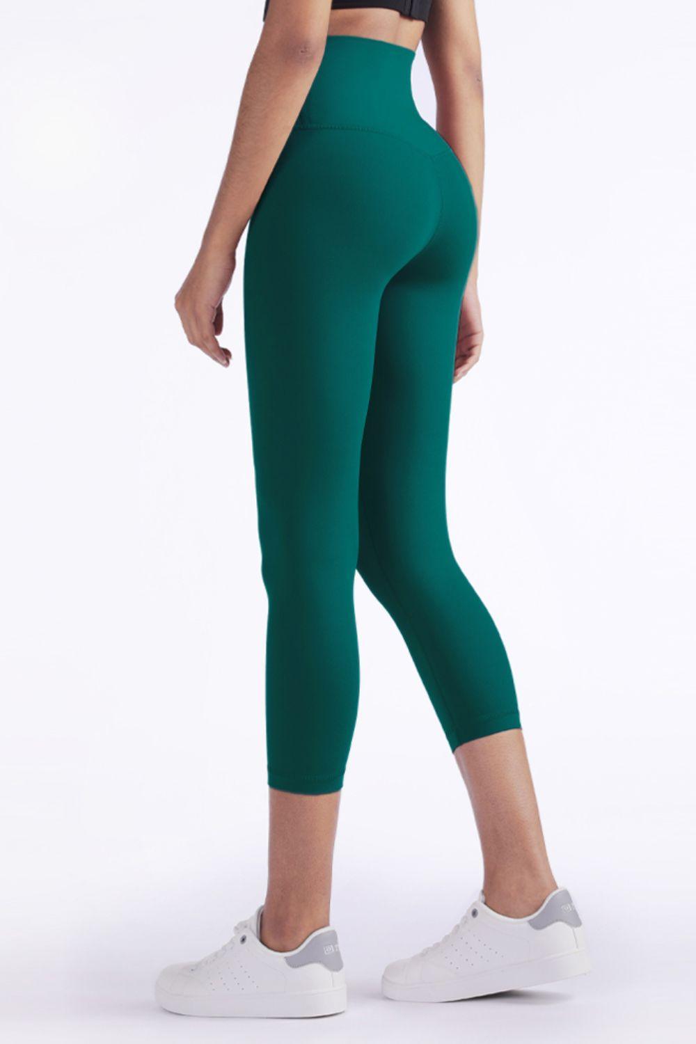 Feel Like Skin Elastic Waistband Cropped Yoga Leggings - 808Lush