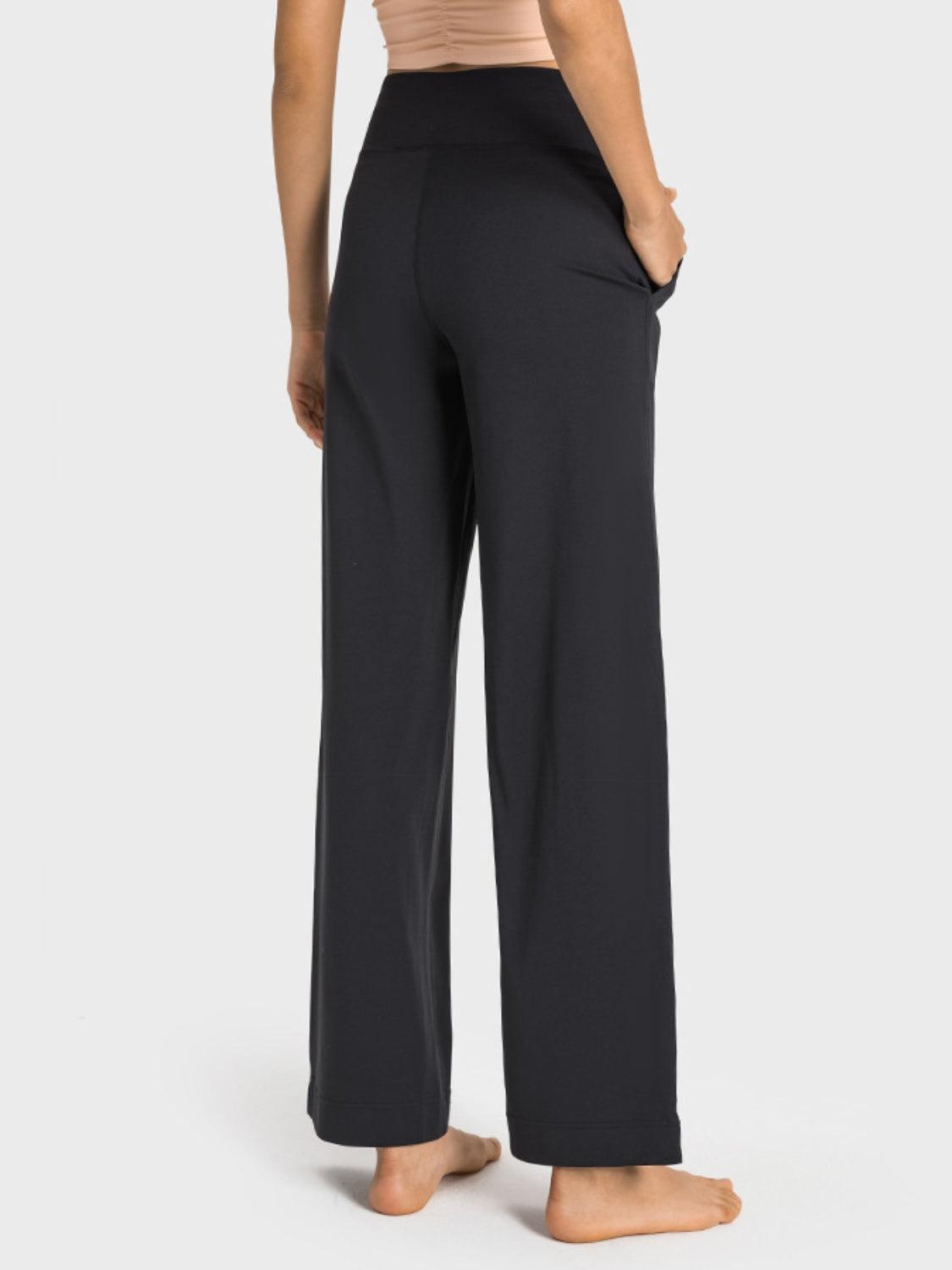 Drawstring Waist Wide Leg Sports Pants with Pockets - 808Lush