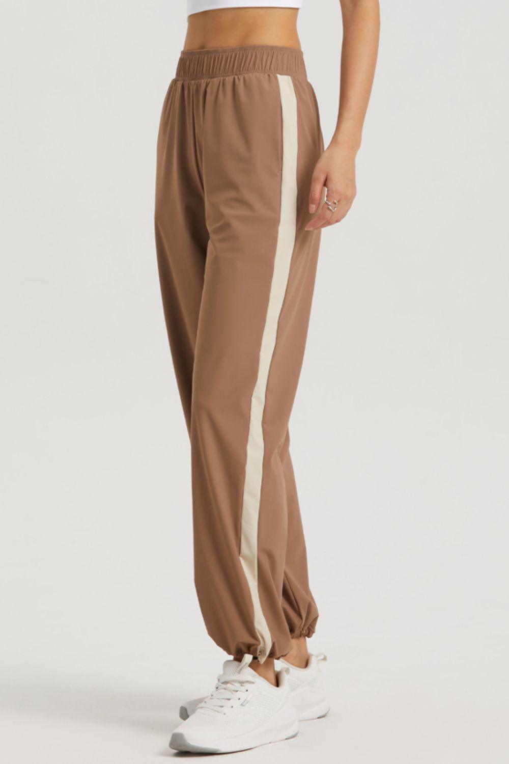 Side Stripe Elastic Waist Sports Pants - 808Lush