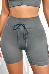 Drawstring Ribbed Sports Shorts - 808Lush