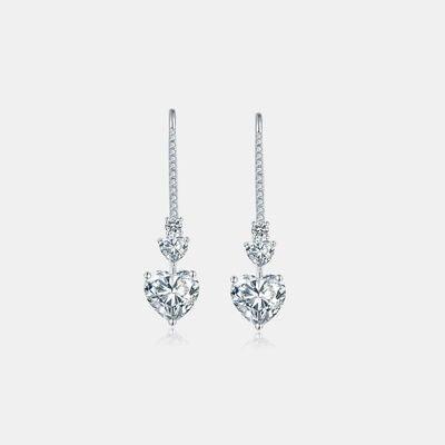 5.44 Carat 925 Sterling Silver Moissanite Heart Drop Earrings - 808Lush