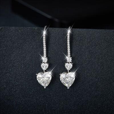 5.44 Carat 925 Sterling Silver Moissanite Heart Drop Earrings - 808Lush