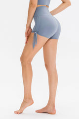 Drawstring Wide Waistband Side Tie Sports Shorts - 808Lush