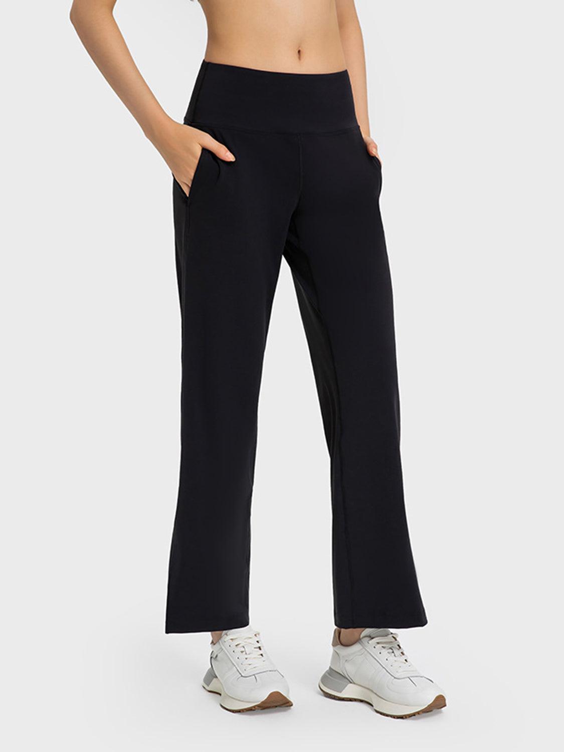 Wide Leg Slit Sport Pants with Pockets - 808Lush