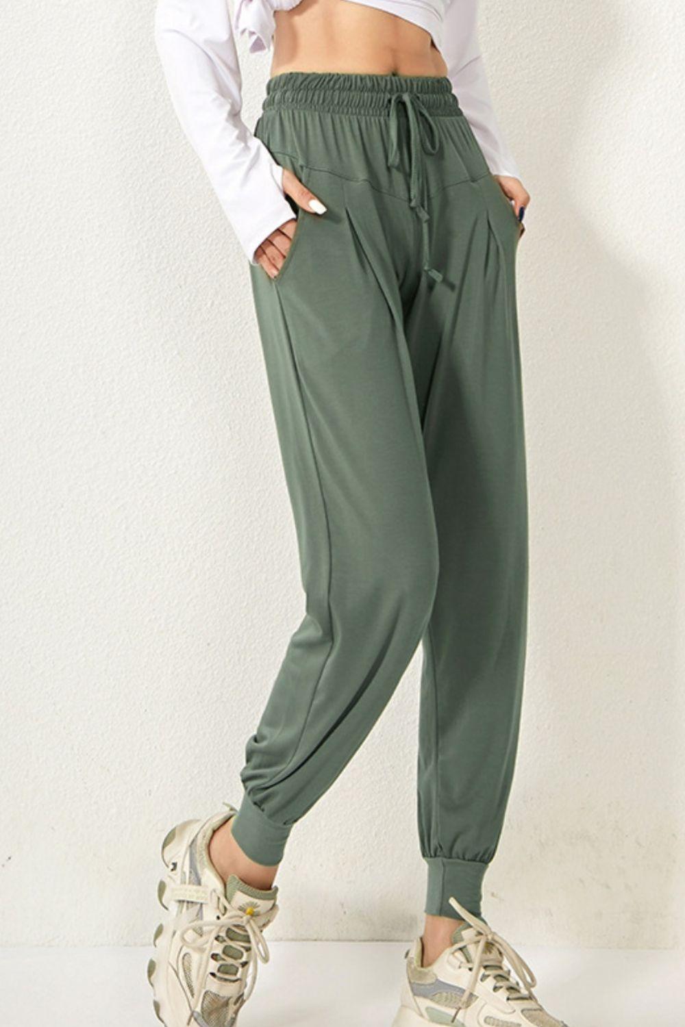 Drawstring High Waist Active Pants - 808Lush