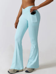 Flare Leg Active Pants with Pockets - 808Lush