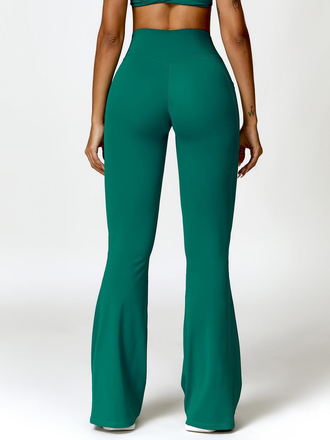 Twisted High Waist Bootcut Active Pants with Pockets - 808Lush