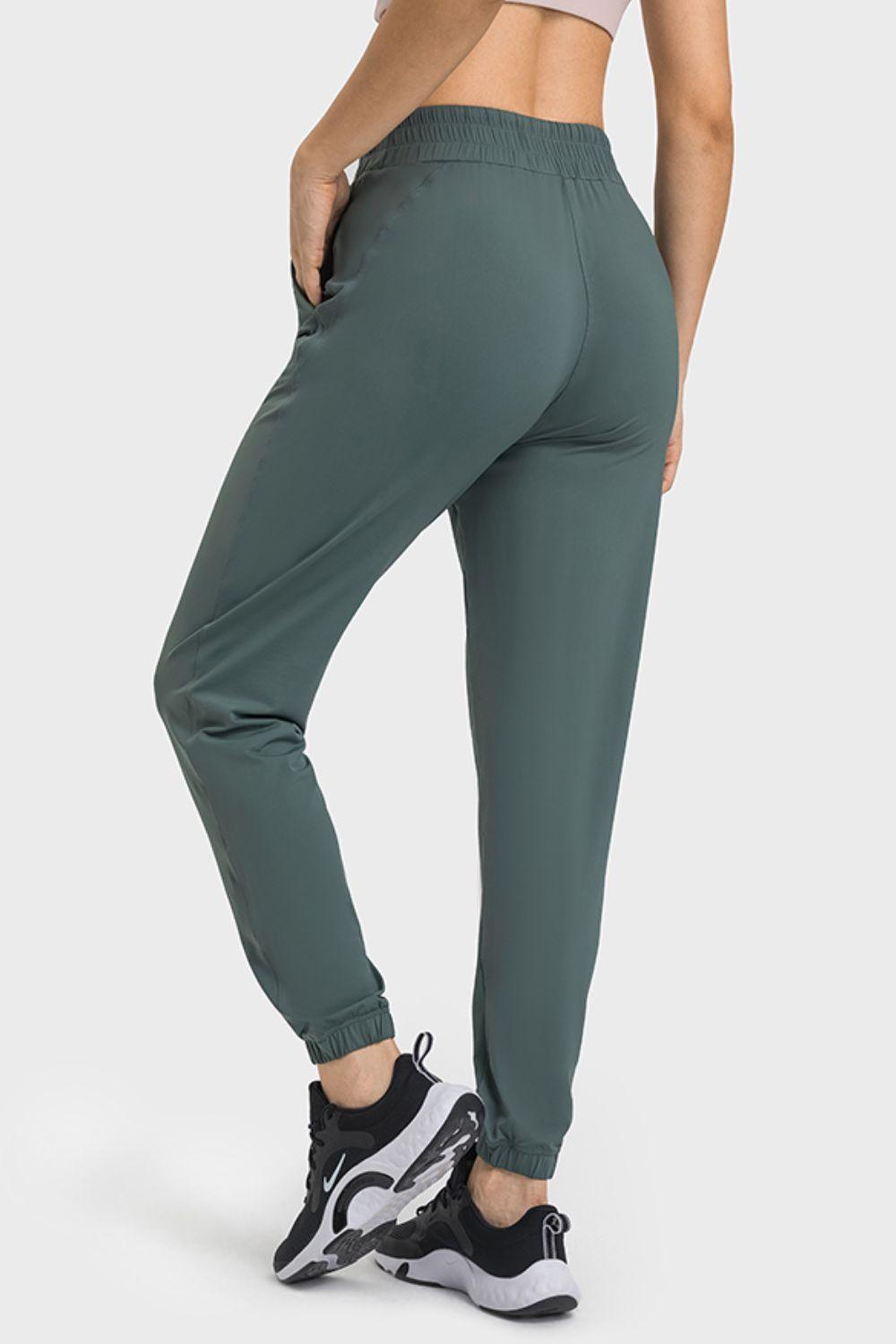 Elastic Waist Yoga Joggers with Pockets - 808Lush