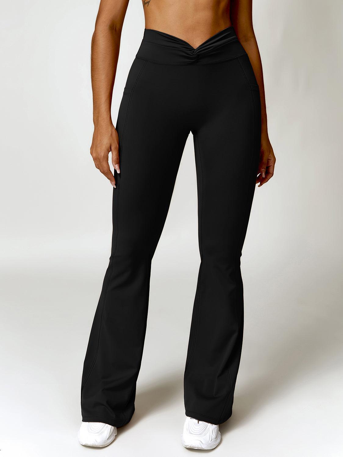 Twisted High Waist Bootcut Active Pants with Pockets - 808Lush