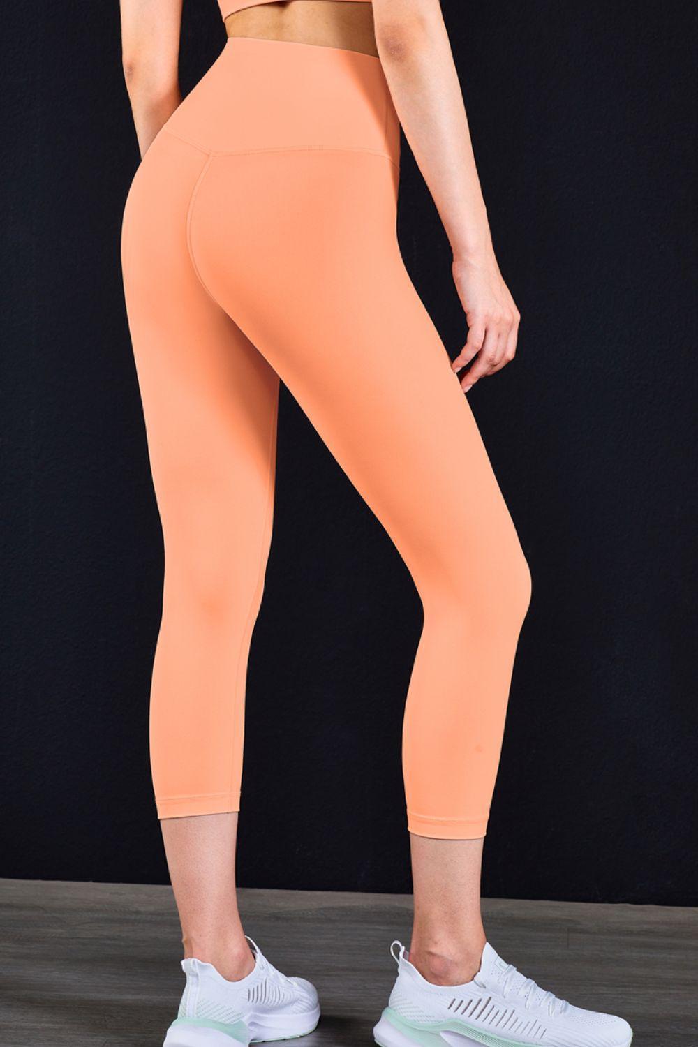 Feel Like Skin Elastic Waistband Cropped Yoga Leggings - 808Lush