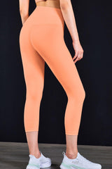 Feel Like Skin Elastic Waistband Cropped Yoga Leggings - 808Lush