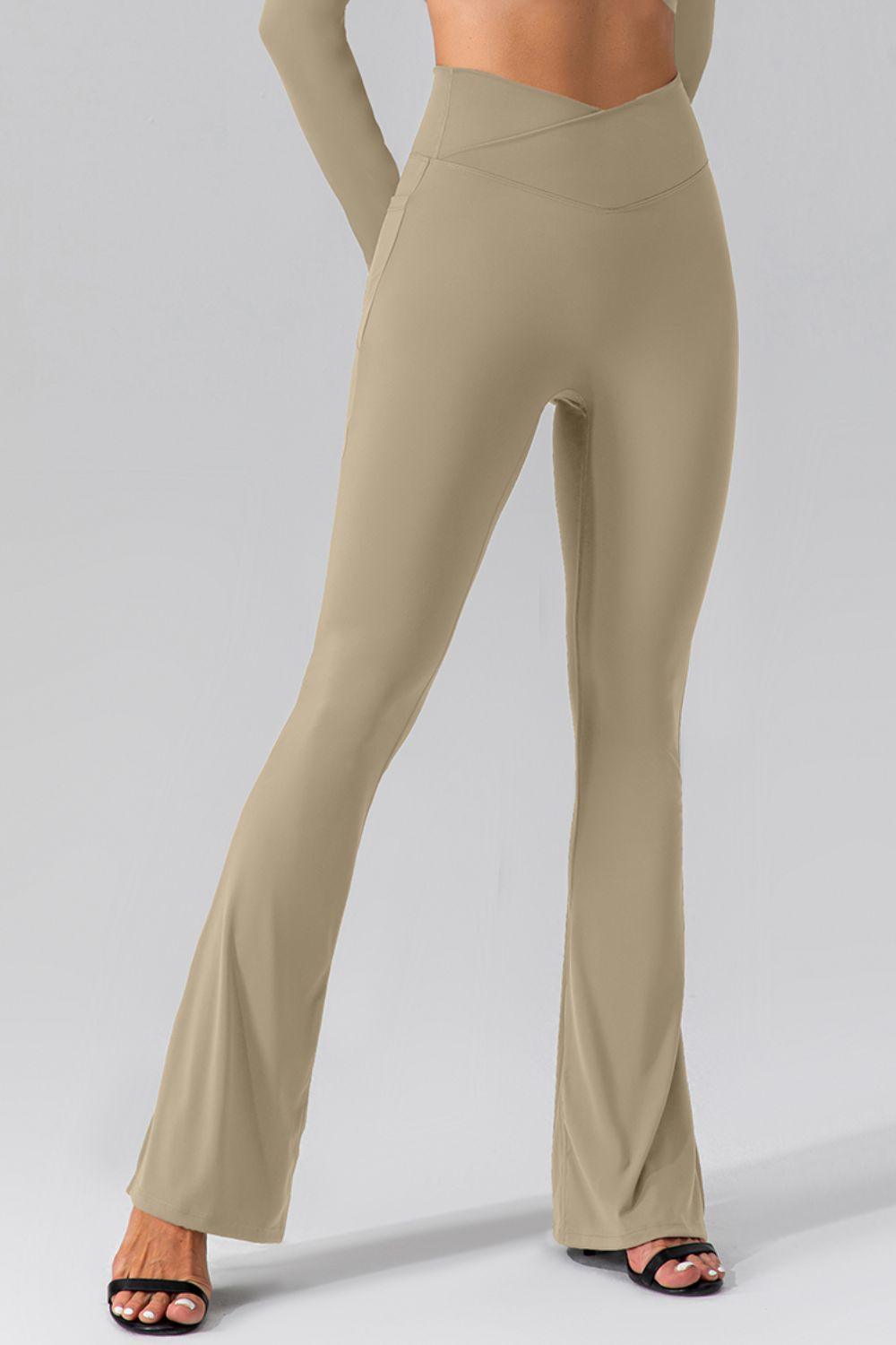 High Waist Slit Pocketed Active Pants - 808Lush