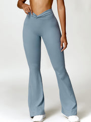 Twisted High Waist Bootcut Active Pants with Pockets - 808Lush