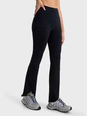 Wide Waistband Bootcut Sports Pants - 808Lush