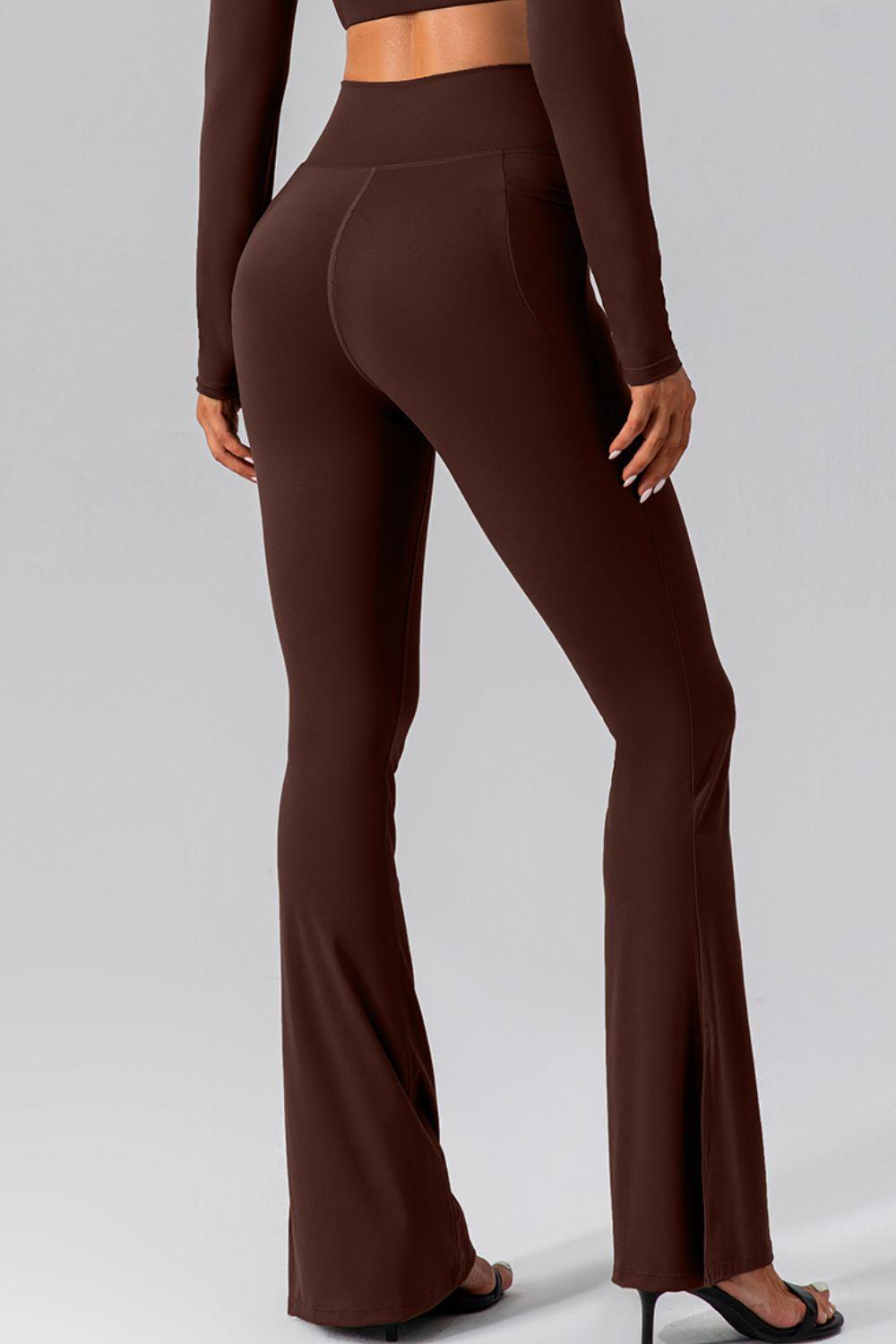 High Waist Slit Pocketed Active Pants - 808Lush