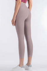 Feel Like Skin Elastic Waistband Cropped Yoga Leggings - 808Lush