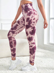 Tie-Dye Wide Waistband Active Leggings - 808Lush