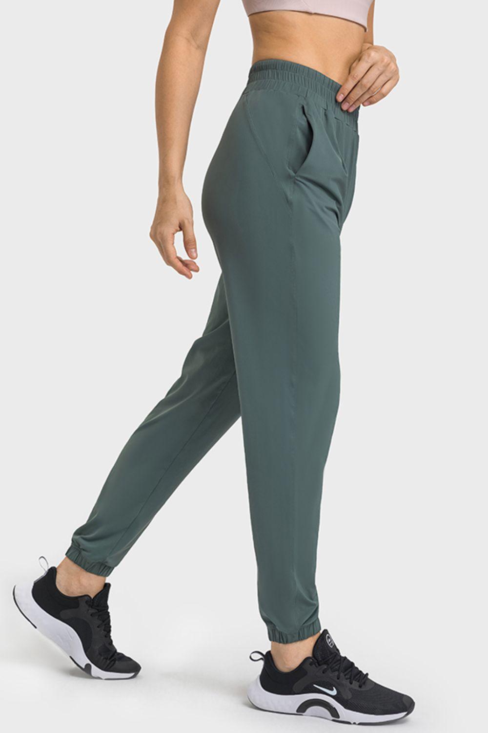 Elastic Waist Yoga Joggers with Pockets - 808Lush