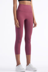 Feel Like Skin Elastic Waistband Cropped Yoga Leggings - 808Lush