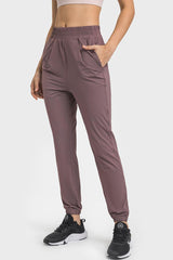 Elastic Waist Yoga Joggers with Pockets - 808Lush