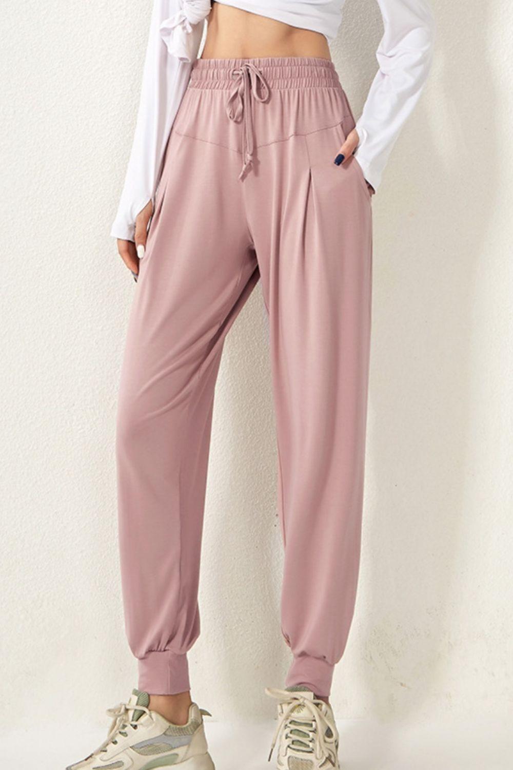 Drawstring High Waist Active Pants - 808Lush