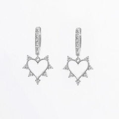 925 Sterling Silver Inlaid Zircon Heart Dangle Earrings - 808Lush