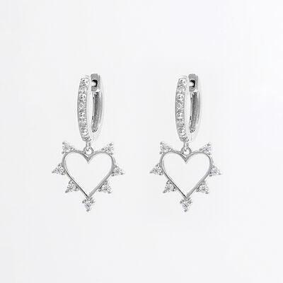 925 Sterling Silver Inlaid Zircon Heart Dangle Earrings - 808Lush