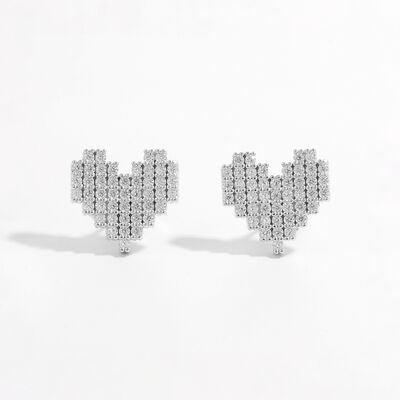 925 Sterling Silver Inlaid Zircon Heart Stud Earrings - 808Lush