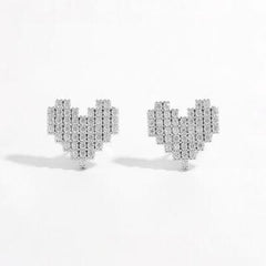 925 Sterling Silver Inlaid Zircon Heart Stud Earrings - 808Lush