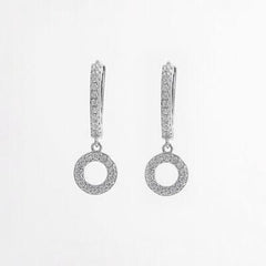 925 Sterling Silver Inlaid Zircon Hoop Dangle Earrings - 808Lush