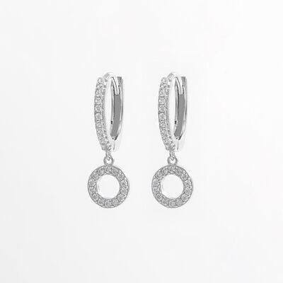 925 Sterling Silver Inlaid Zircon Hoop Dangle Earrings - 808Lush