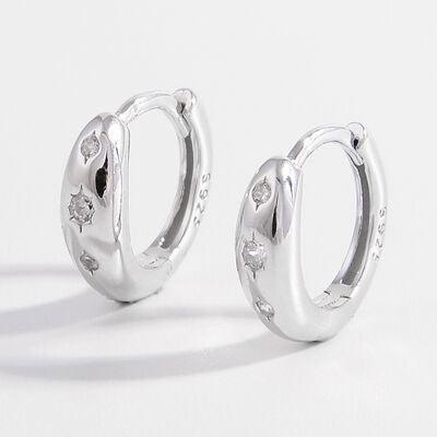 925 Sterling Silver Inlaid Zircon Huggie Earrings - 808Lush