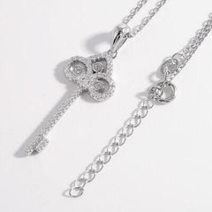 925 Sterling Silver Inlaid Zircon Key Shape Necklace - 808Lush