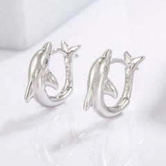 925 Sterling Silver Zircon Dolphin Earrings - 808Lush