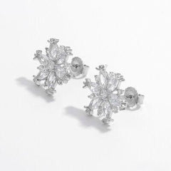 925 Sterling Silver Zircon Snowflake Earrings - 808Lush