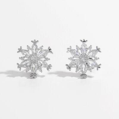 925 Sterling Silver Zircon Snowflake Earrings - 808Lush