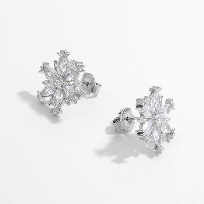 925 Sterling Silver Zircon Snowflake Earrings - 808Lush