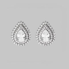 925 Sterling Silver Zircon Teardrop Shape Stud Earrings - 808Lush