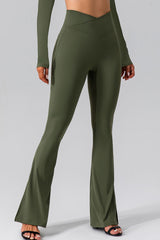 High Waist Slit Pocketed Active Pants - 808Lush