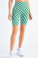 Checkered Wide Waistband Biker Shorts - 808Lush