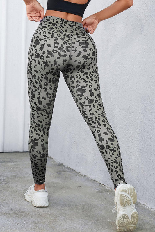 Leopard Print Wide Waistband Leggings - 808Lush