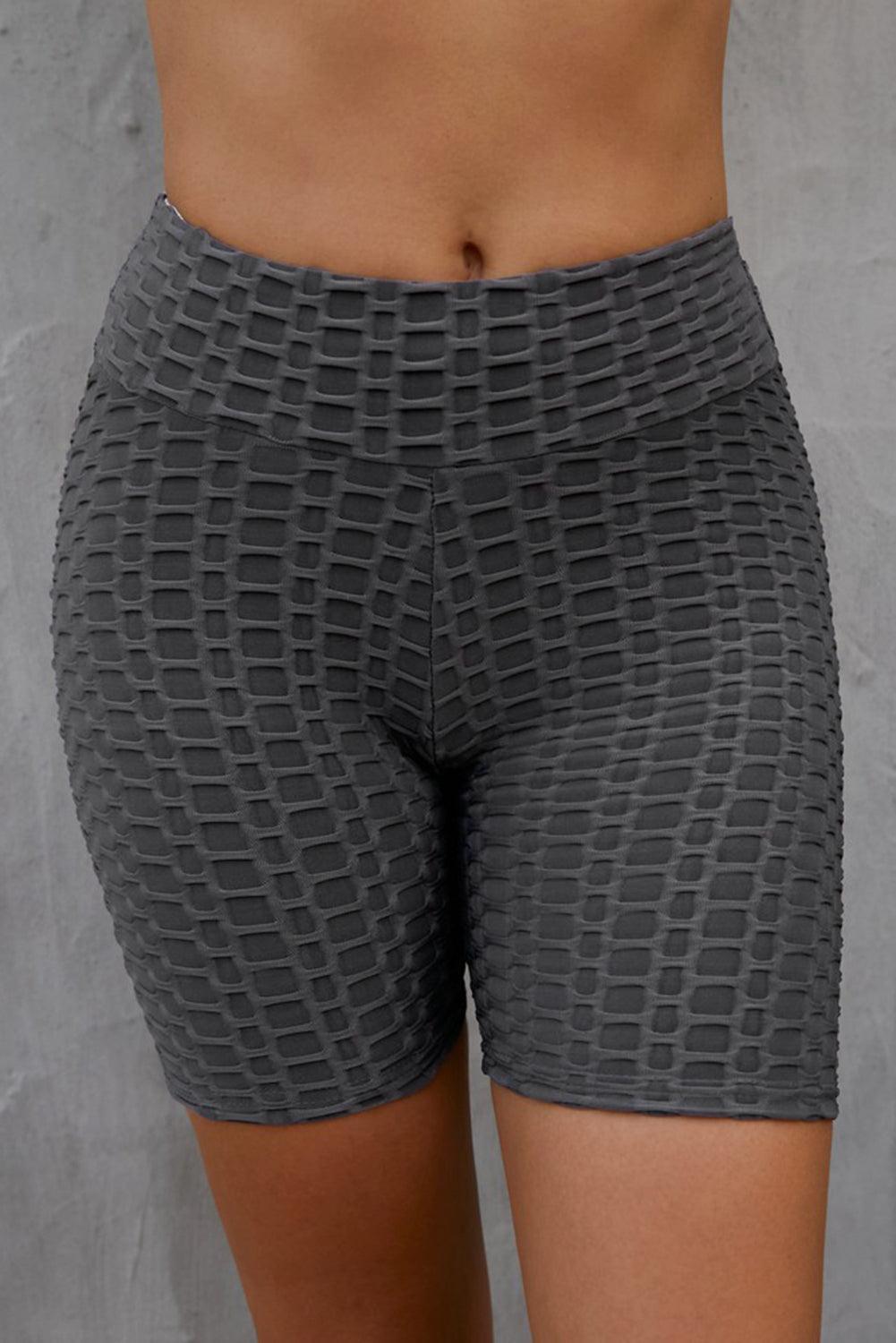 Textured High Waisted Biker Shorts - 808Lush