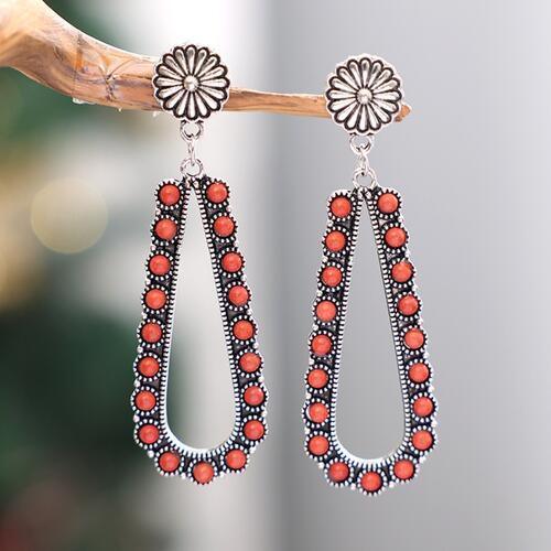 Alloy Beaded Teardrop Earrings - 808Lush