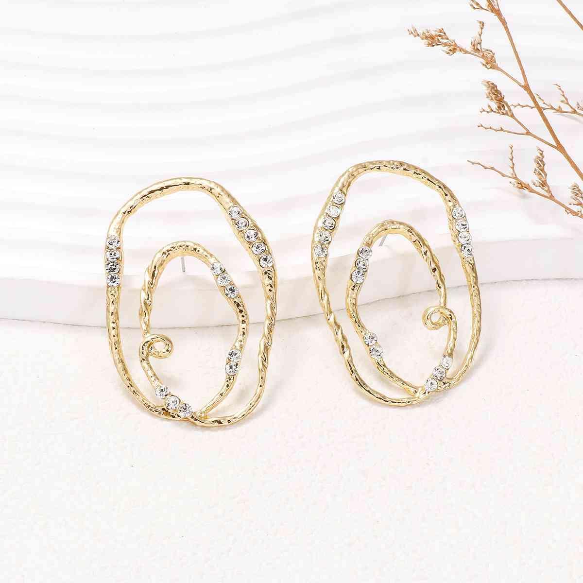 Alloy & Rhinestone Geometric Earrings - 808Lush