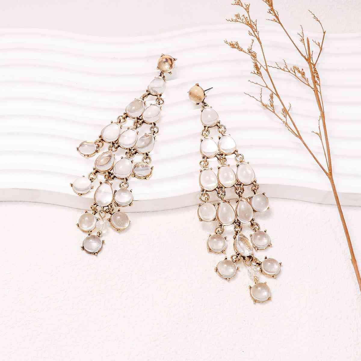 Alloy & Rhinestone Teardrop Earrings - 808Lush