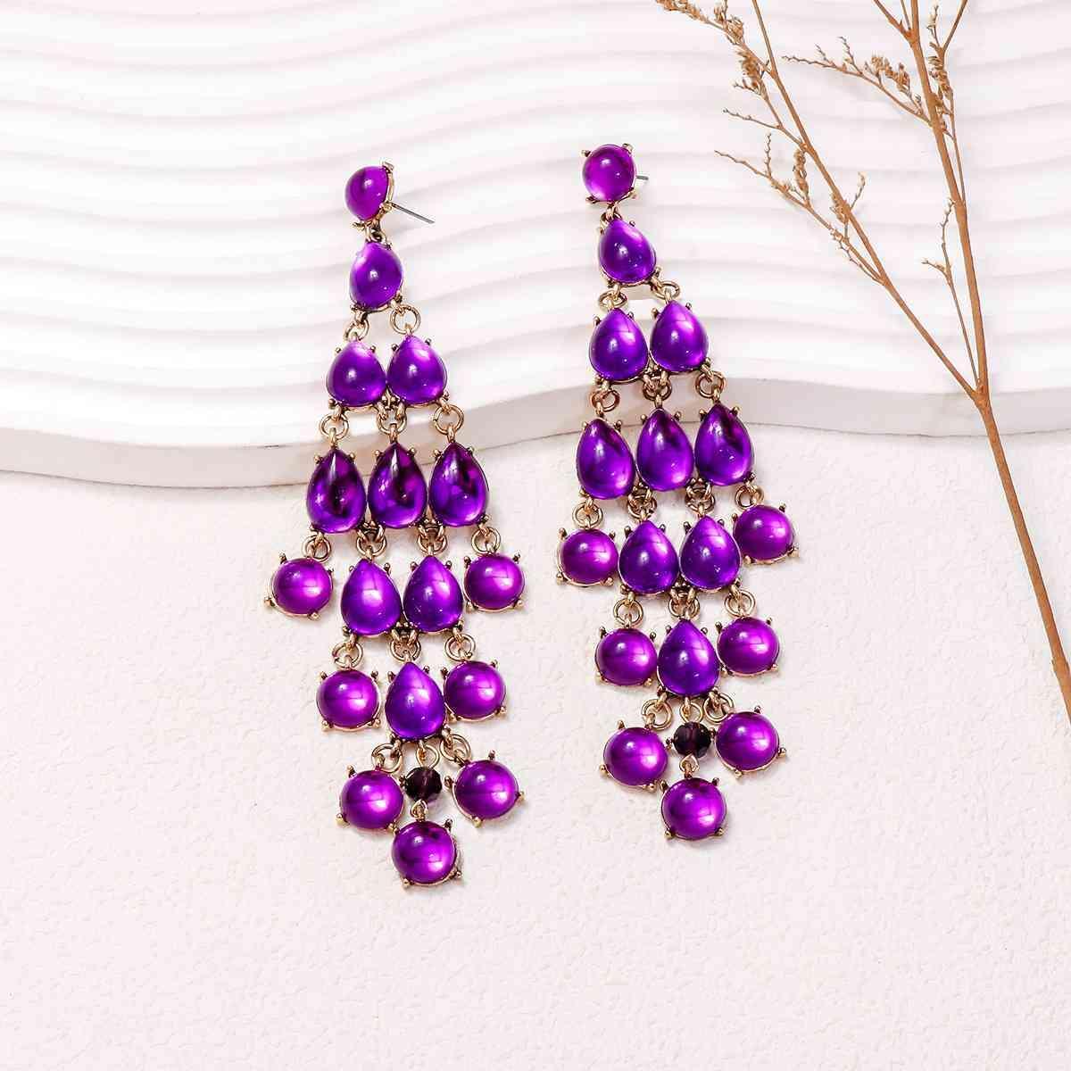 Alloy & Rhinestone Teardrop Earrings - 808Lush