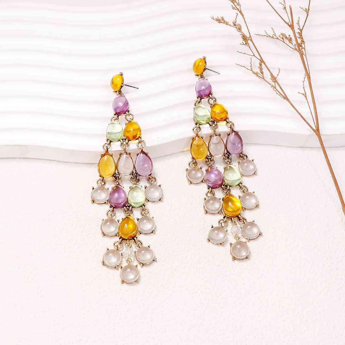 Alloy & Rhinestone Teardrop Earrings - 808Lush